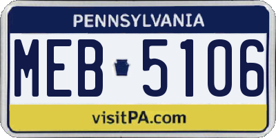 PA license plate MEB5106
