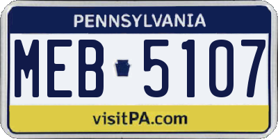 PA license plate MEB5107