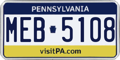 PA license plate MEB5108