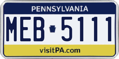 PA license plate MEB5111