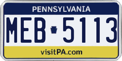 PA license plate MEB5113