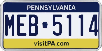 PA license plate MEB5114