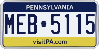 PA license plate MEB5115