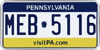 PA license plate MEB5116