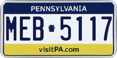 PA license plate MEB5117