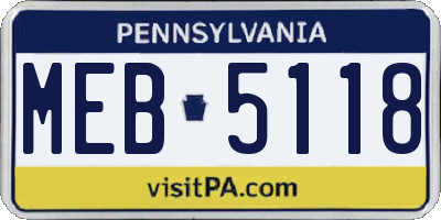 PA license plate MEB5118