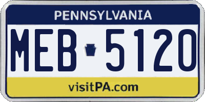 PA license plate MEB5120