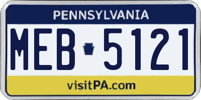 PA license plate MEB5121