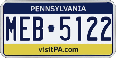 PA license plate MEB5122