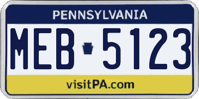 PA license plate MEB5123