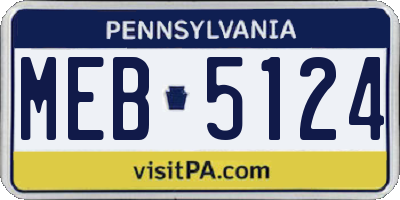PA license plate MEB5124