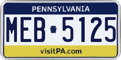 PA license plate MEB5125
