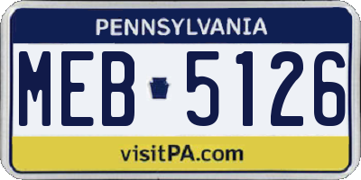 PA license plate MEB5126