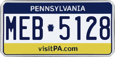 PA license plate MEB5128