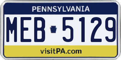 PA license plate MEB5129