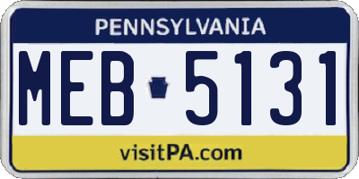 PA license plate MEB5131