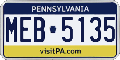 PA license plate MEB5135
