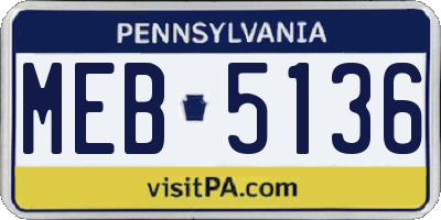 PA license plate MEB5136