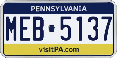 PA license plate MEB5137