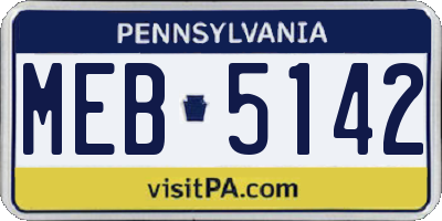 PA license plate MEB5142