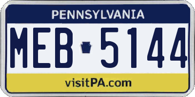 PA license plate MEB5144