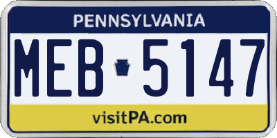 PA license plate MEB5147