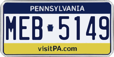 PA license plate MEB5149