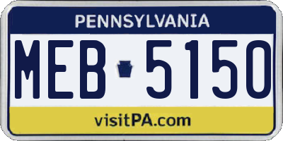 PA license plate MEB5150