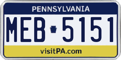 PA license plate MEB5151