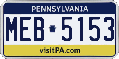 PA license plate MEB5153