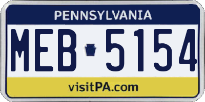 PA license plate MEB5154