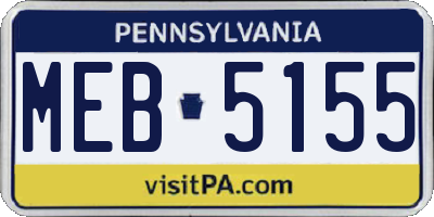 PA license plate MEB5155
