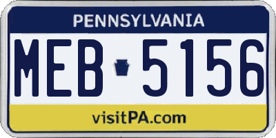 PA license plate MEB5156