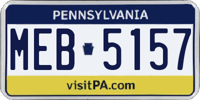 PA license plate MEB5157