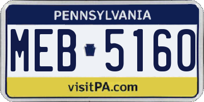 PA license plate MEB5160
