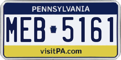 PA license plate MEB5161
