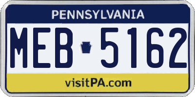 PA license plate MEB5162
