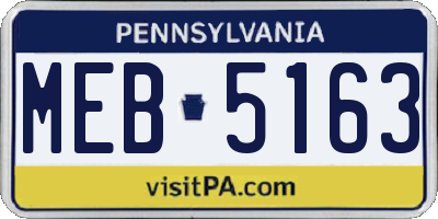 PA license plate MEB5163