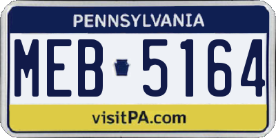 PA license plate MEB5164