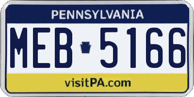 PA license plate MEB5166