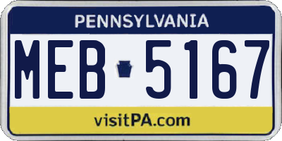 PA license plate MEB5167