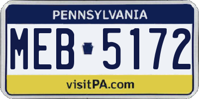 PA license plate MEB5172