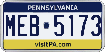 PA license plate MEB5173