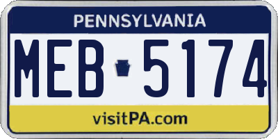 PA license plate MEB5174