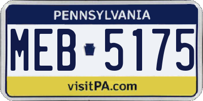 PA license plate MEB5175