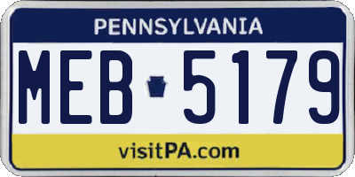 PA license plate MEB5179