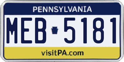 PA license plate MEB5181