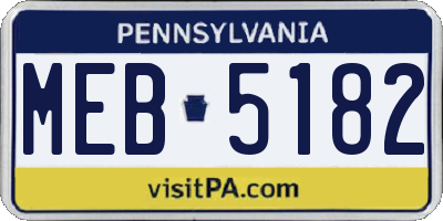 PA license plate MEB5182
