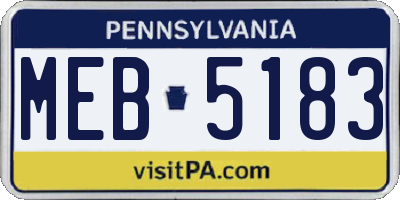 PA license plate MEB5183
