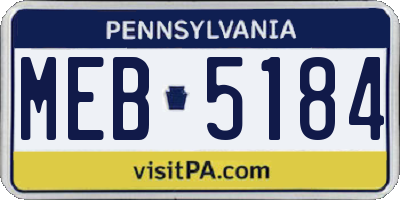 PA license plate MEB5184